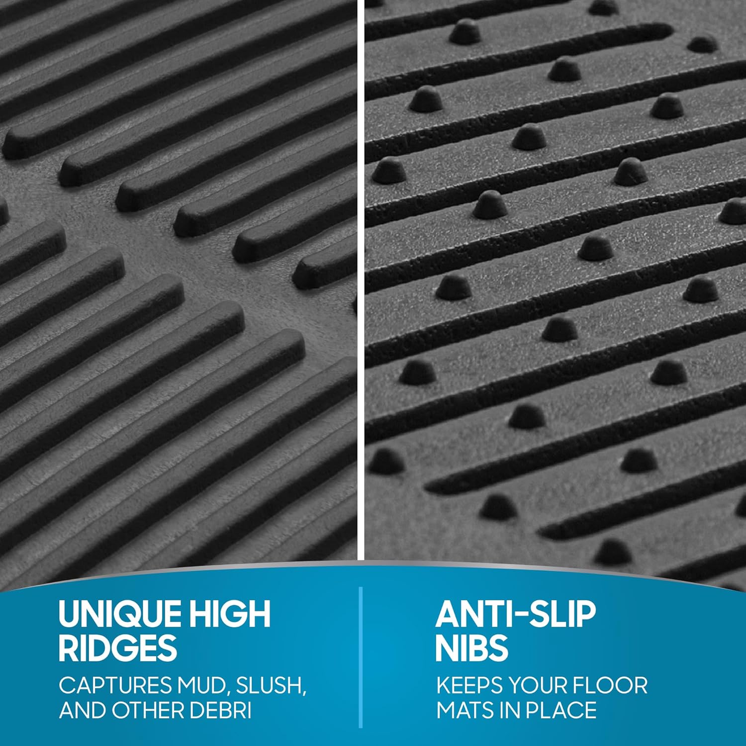 ProLiner Floor Mats for Cars Trucks SUV, 2-Piece All-Weather Car Mats with Universal Fit Design, Durable Car Floor