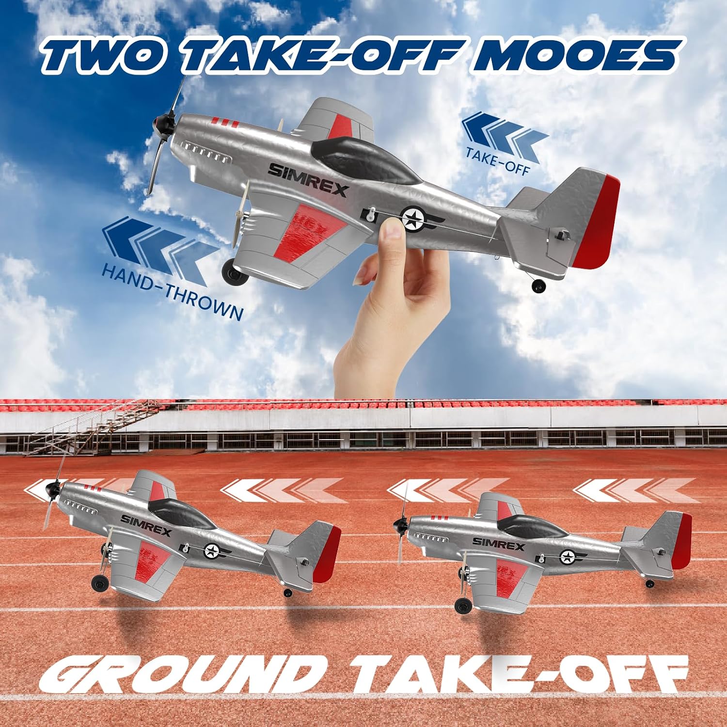 RC Plane for Kids & Beginners - P51 Foam Glider, 2.4GHz 3-Channel Remote Control Airplane Toy with 6-Axis Gyro, Easy