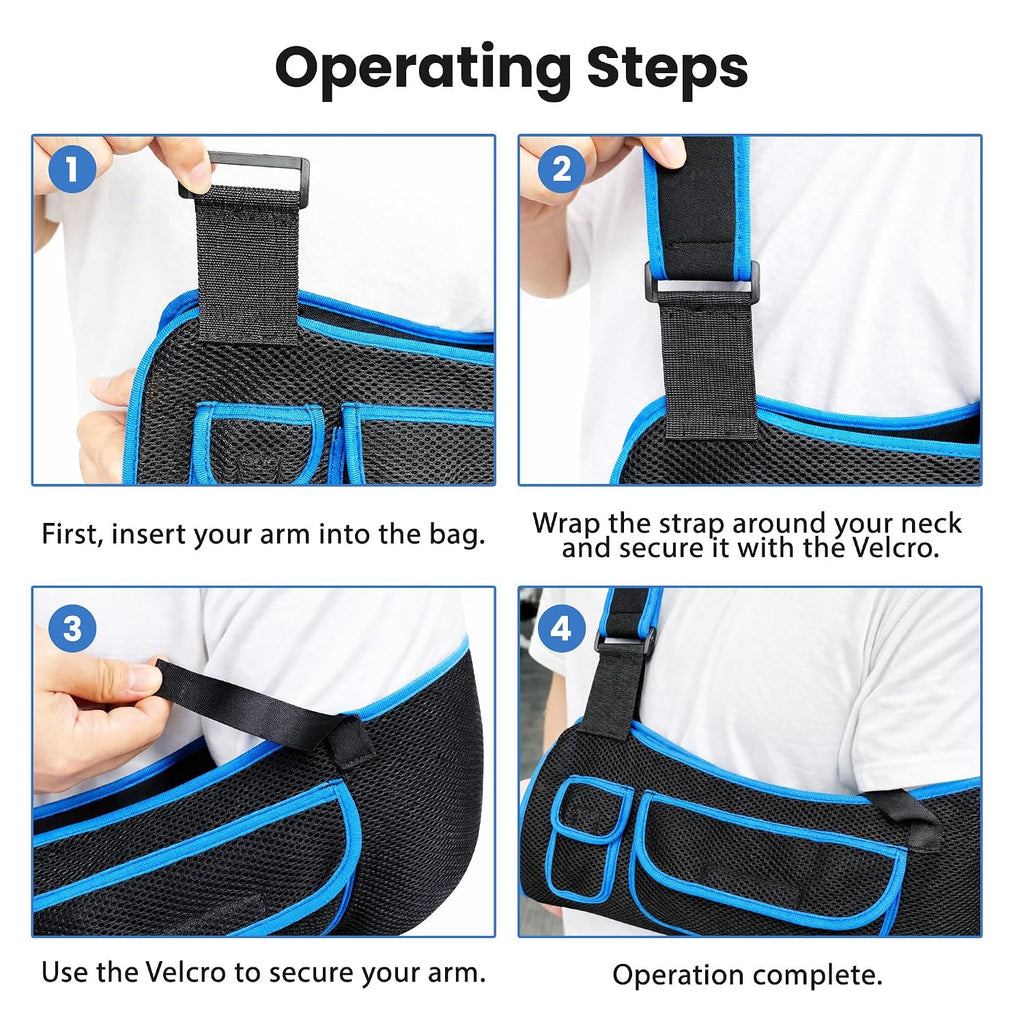 Arm Sling Shoulder Immobilizer, Mit Squeeze Balls for Hand Therapy, Adjustable Shoulder Strap, Comfortable and