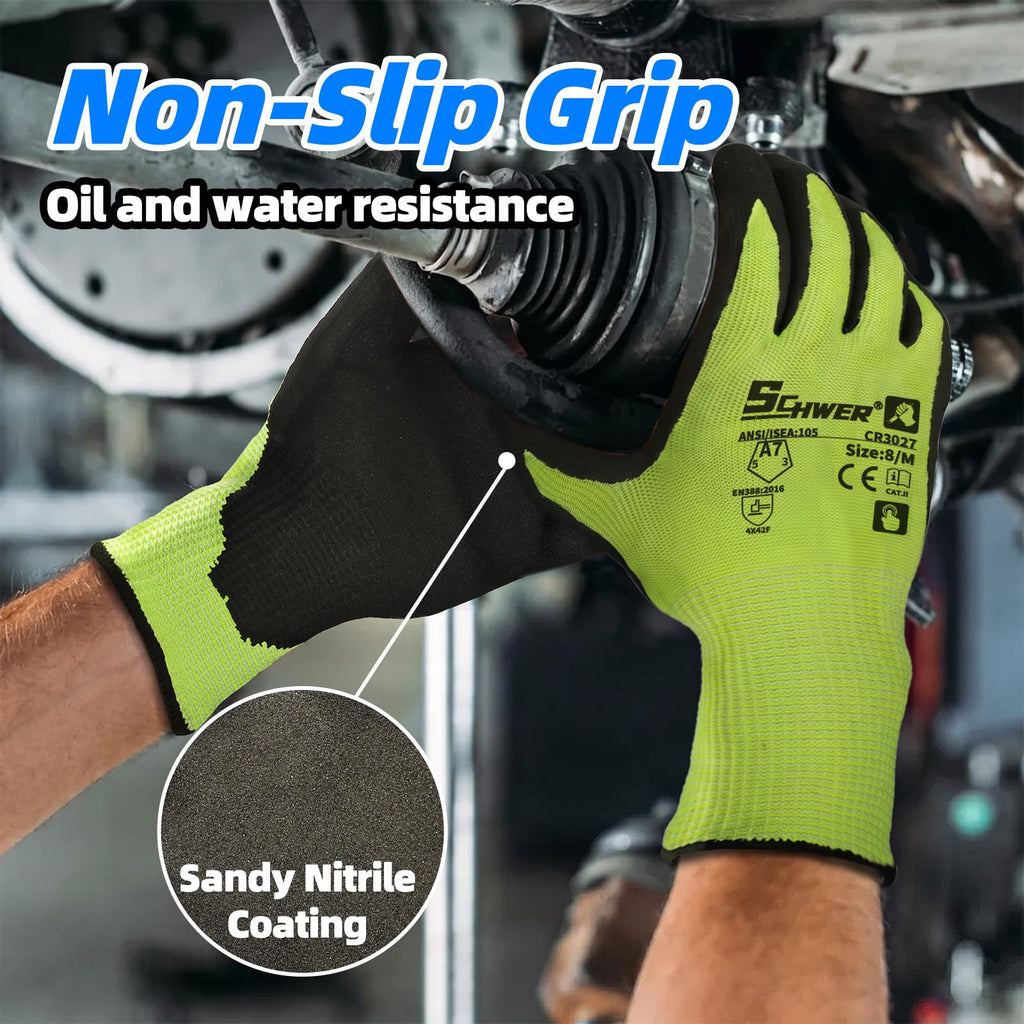 12 Pairs A7 Cut Resistant Work Gloves, Touchscreen, CR3027, L