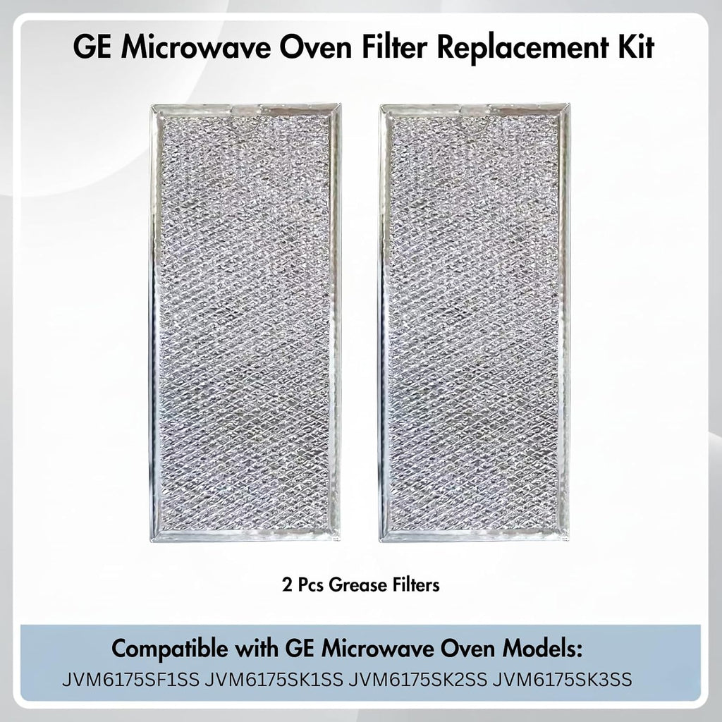 2 Pcs Microwave Aluminum Grease Filter Replacement Fit for JVM6175SF1SS JVM6175SK1SS JVM6175SK2SS JVM6175SK3SS, Durable Material (2 Pcs Grease Filter)