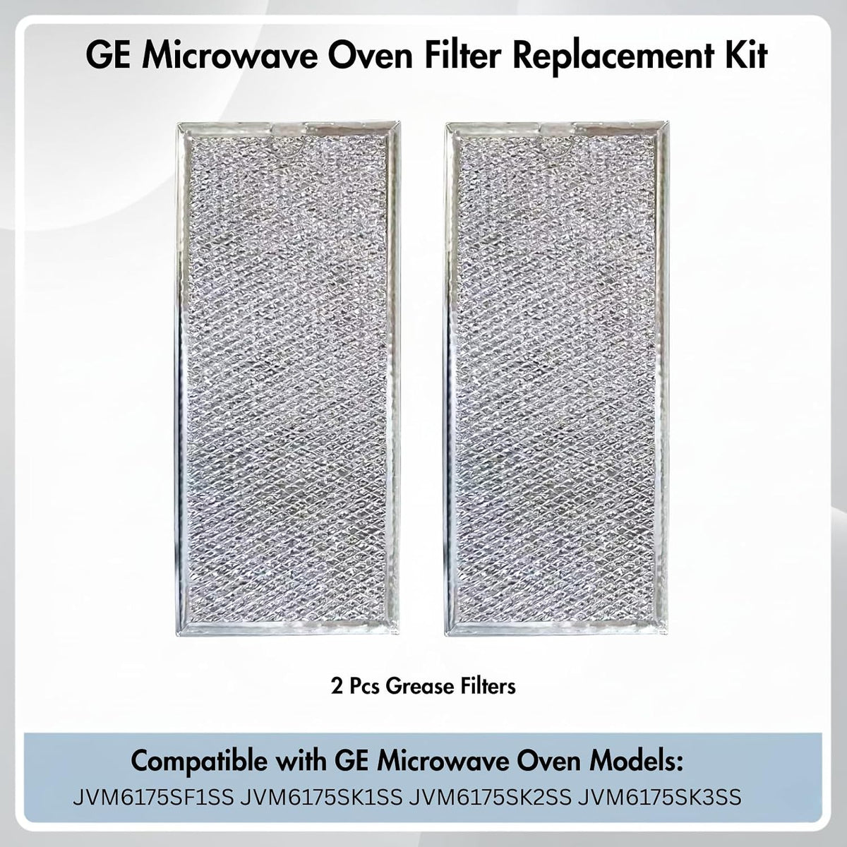 2 Pcs Microwave Aluminum Grease Filter Replacement Fit for JVM6175SF1SS JVM6175SK1SS JVM6175SK2SS JVM6175SK3SS, Durable Material (2 Pcs Grease Filter)