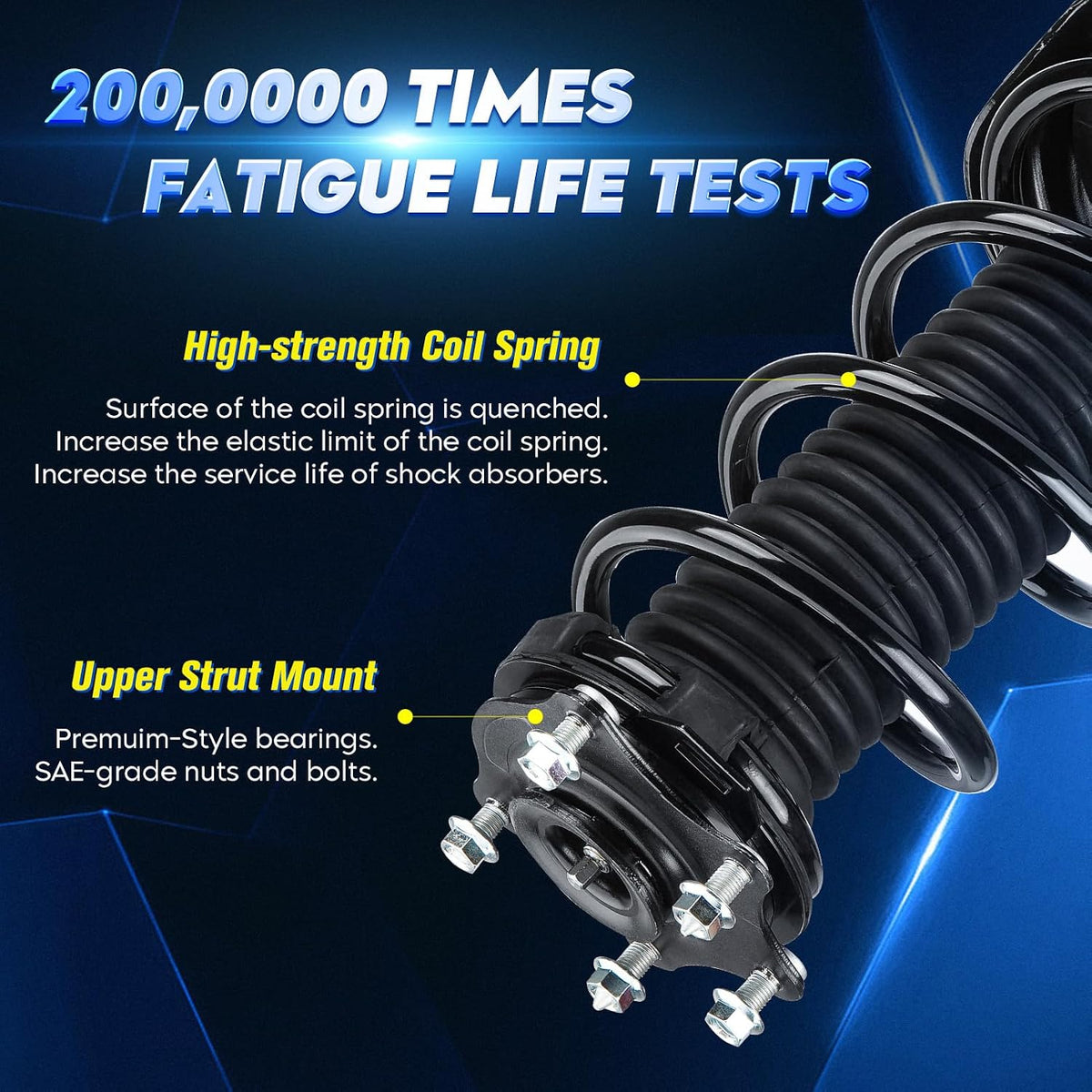 Front Strut Shock Assembly w/Coil Spring for Honda CR-V 2007-2014, Replace 272491 272492, Left & Right, 2PCS