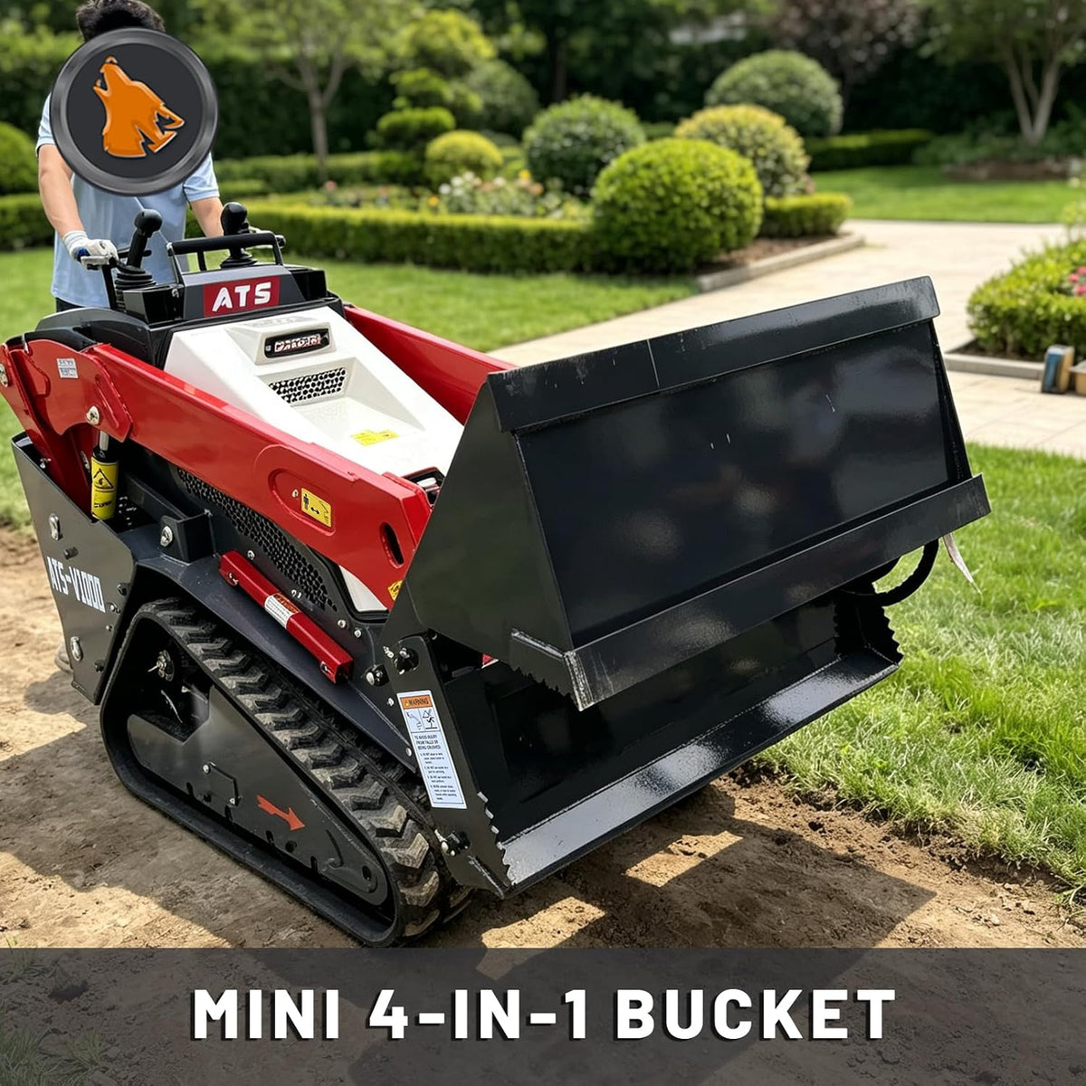Mini skid steer loader 4-in-1 combination bucket attachment, width 51.5"