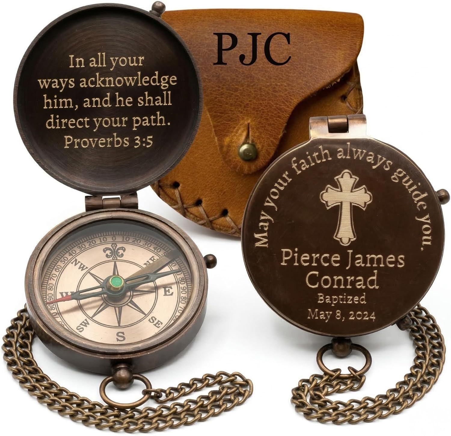 Personalized Baptism Gifts for Boys – Custom Engraved Christian Compass