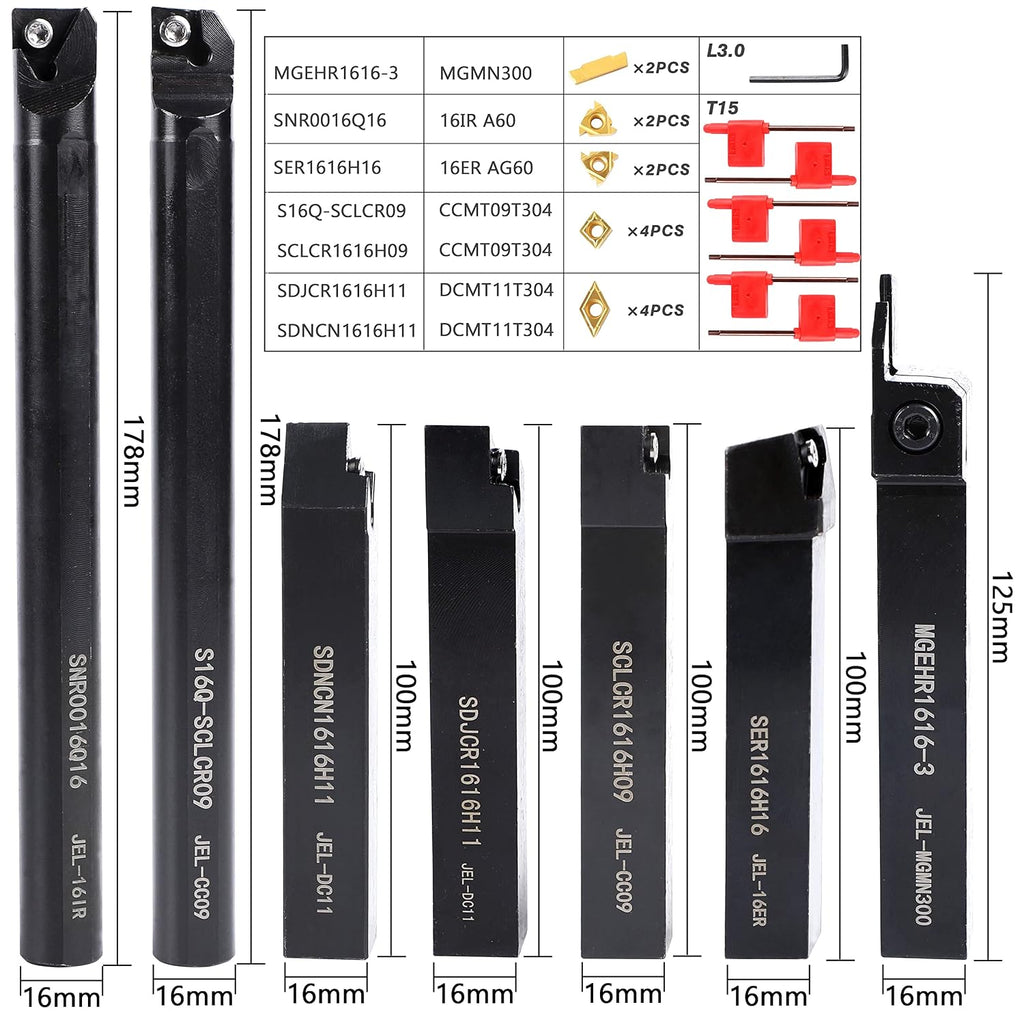 Lathe Turning Holders Threading Tools Threading Holders 21pcs - Metal Lathe Cutting Tools 7pcs 5/8" Boring Bar Set+14pcs Indexable Carbide Inserts Golden for Lathe Tools