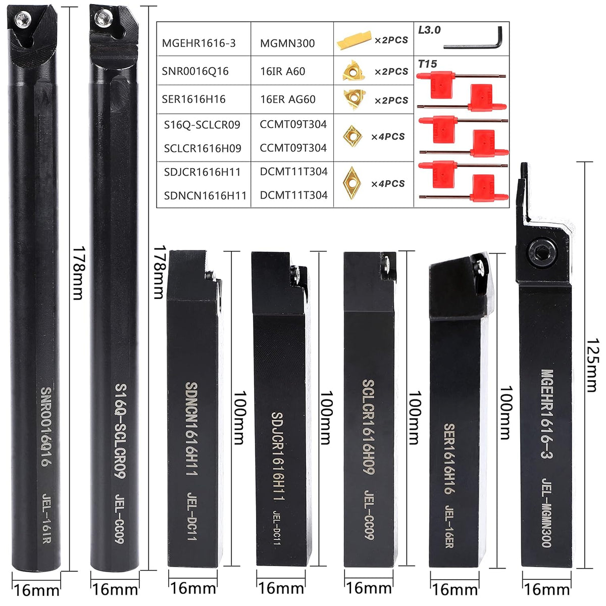 Lathe Turning Holders Threading Tools Threading Holders 21pcs - Metal Lathe Cutting Tools 7pcs 5/8" Boring Bar Set+14pcs Indexable Carbide Inserts Golden for Lathe Tools