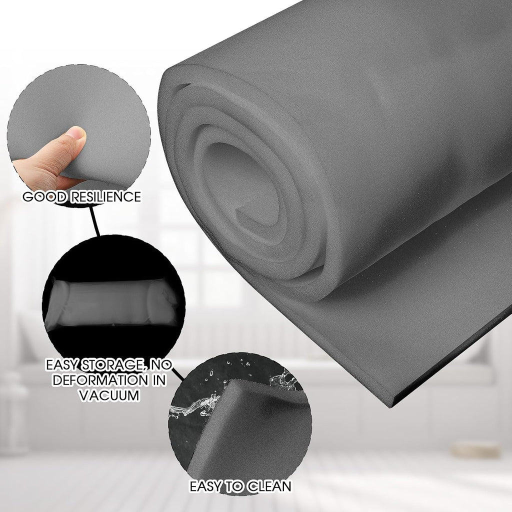 1 Pack Upholstery Foam Sheet, 1/2" X 24" X 72", Gray