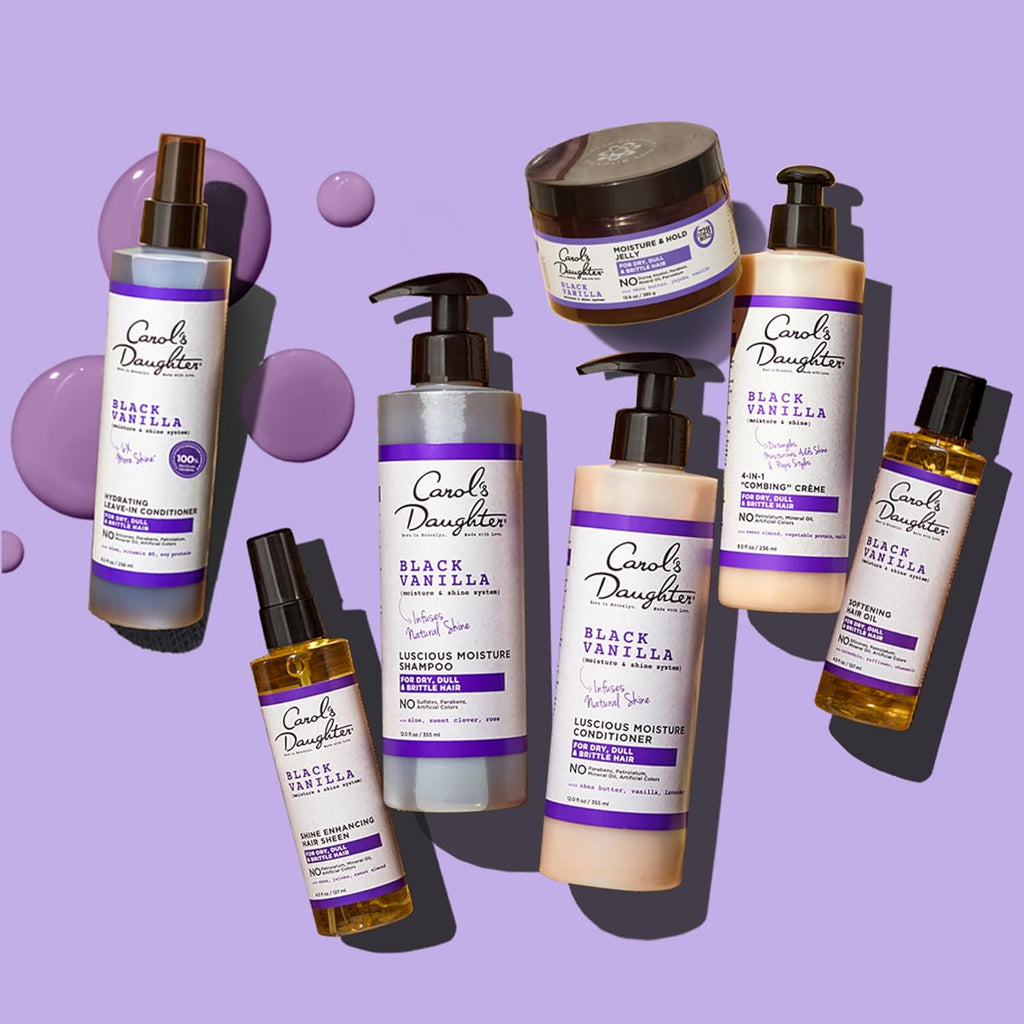 Black Vanilla Sulfate Free Shampoo and Conditioner Set for Curly, Wavy or Natural Hair, Moisturizing Hair Care for