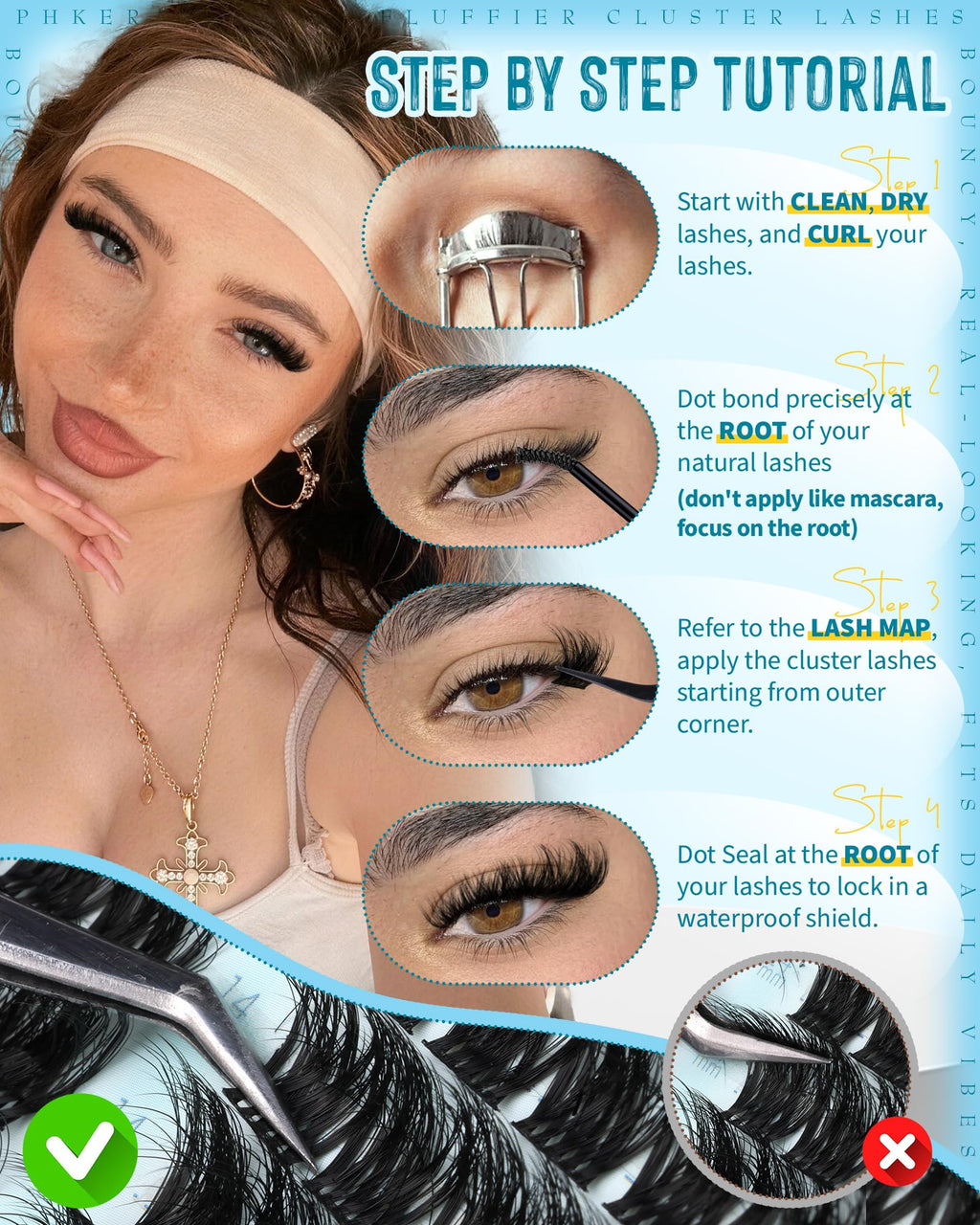 Fluffy Lash Clusters Kit Wispy DIY Eyelash Clusters for Volume