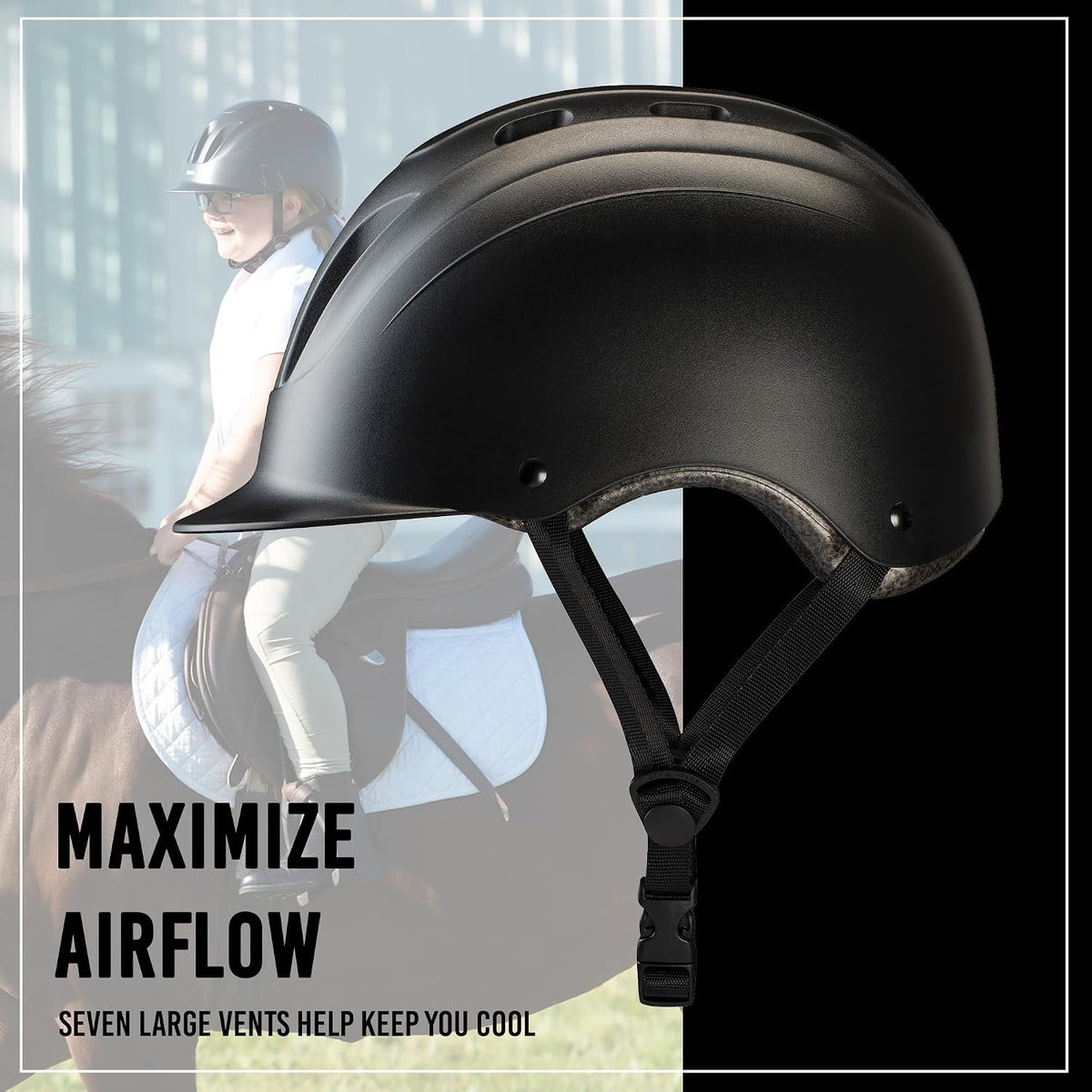 Sport 2.0 Injection Molded Horse Riding Helmet, Lightweight Adjustable Design, Safety Horseback Riding Gear