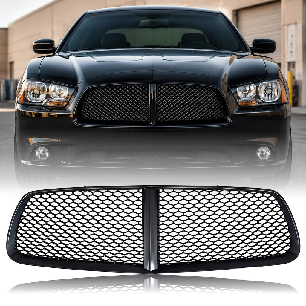 Front Grille Compatible with 2011 2012 2013 2014 Dodge Charger, Gloss Black