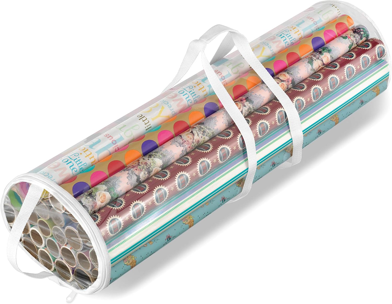 6044-4924 Clear Gift Wrap Organizer - Zippered Storage for 25 Rolls