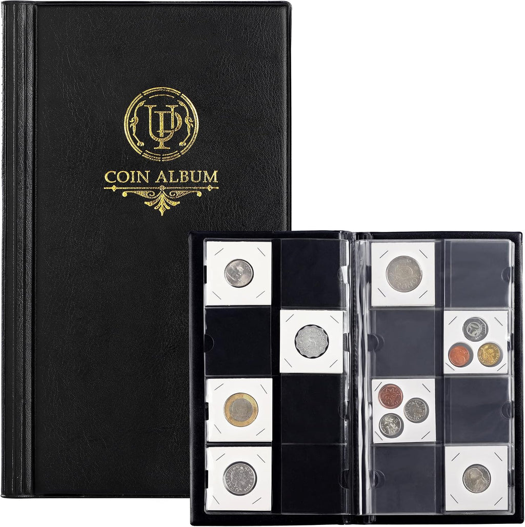 80 Pockets Collecting Album for 2x2 inches Coin Flip | Uncle Paul Classic Large Capacity Collection Book Coin Holder