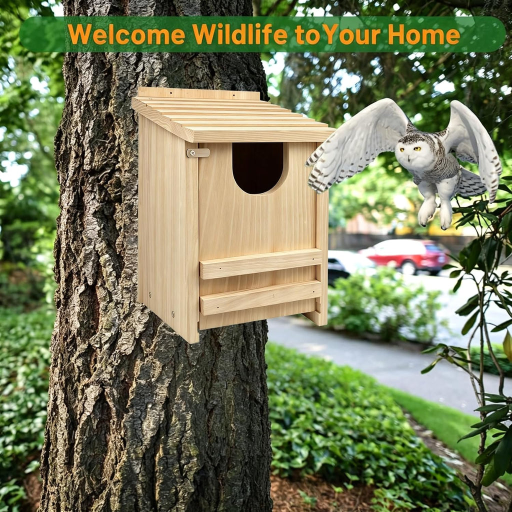 Owl Box, Pine Screech Owl Nesting Box, 14" x 9" x 9"