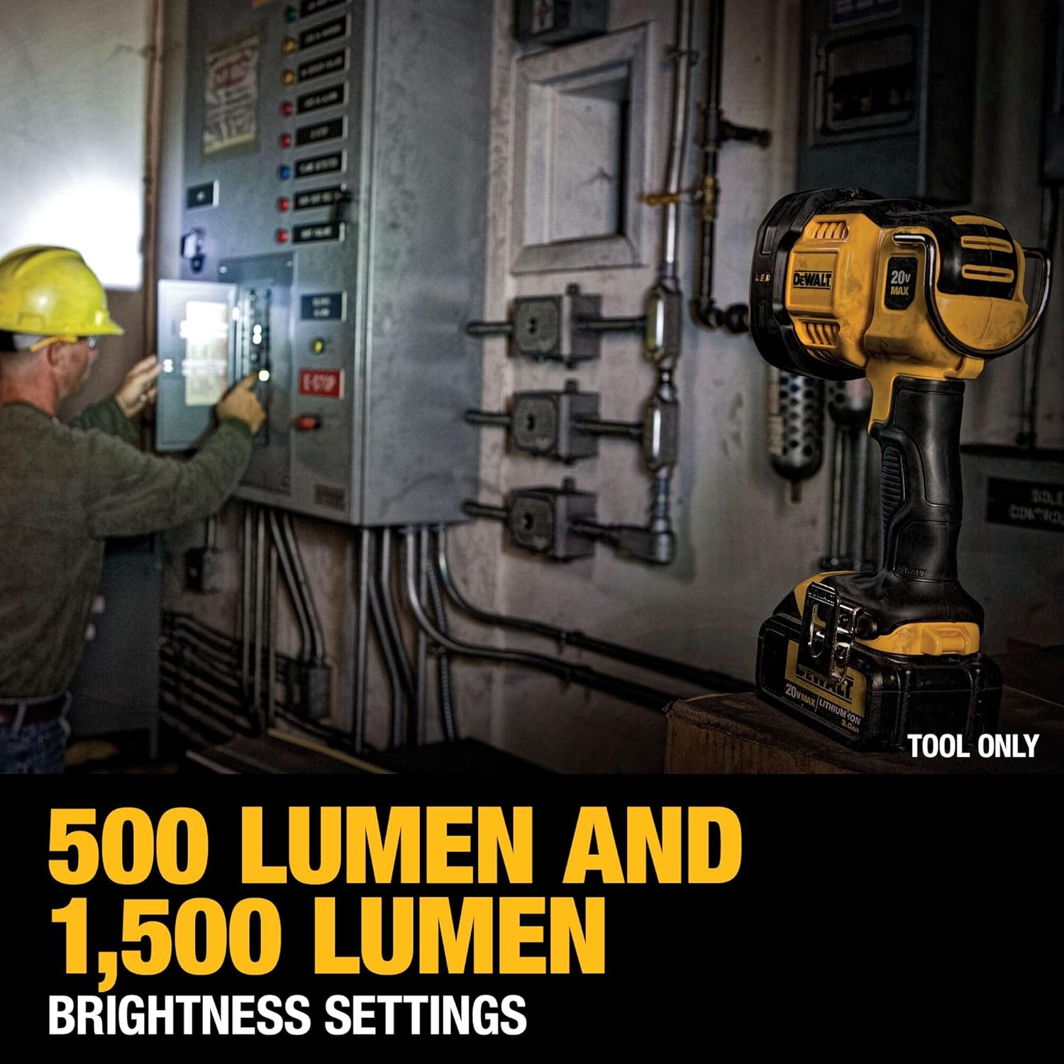 DEWALT 20V MAX LED Work Light, Handheld Spotlight with 508 Yard Distance, Pivoting Head, 1500 Lumens, Cordless