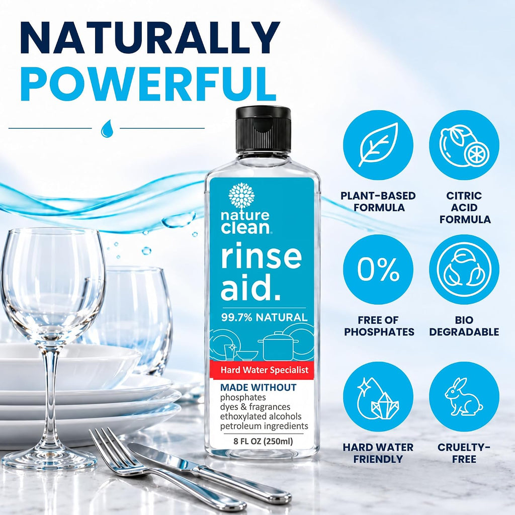 Dishwasher Rinse Aid Cleaner Non-Toxic Unscented 8oz (2 Pack)