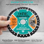 OSTTE 5Pcs 4.5" Cut Off Wheel Diamond Saw Blades, Multi Purpose