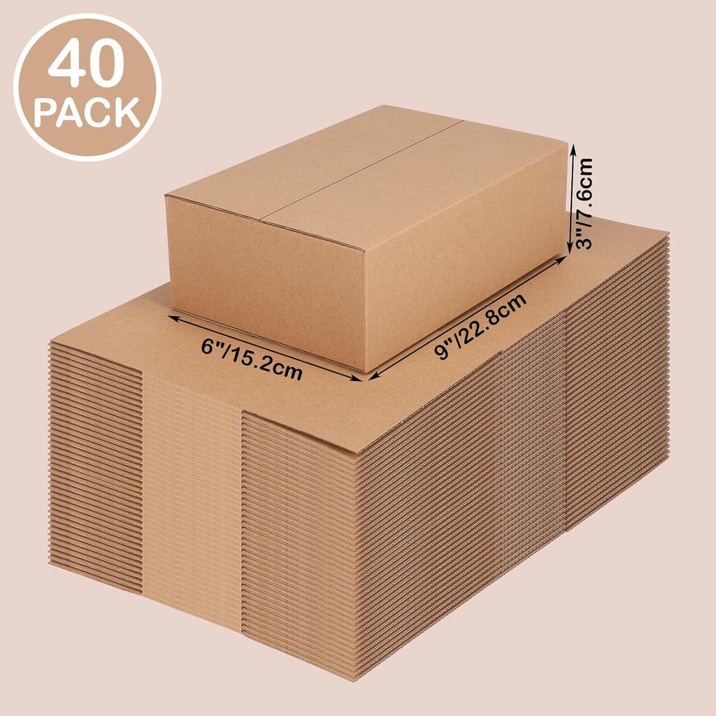40 Pack 9x6x3 inches Shipping Boxes Small Cardboard Boxes for Packing, Moving, Mailing, Brown