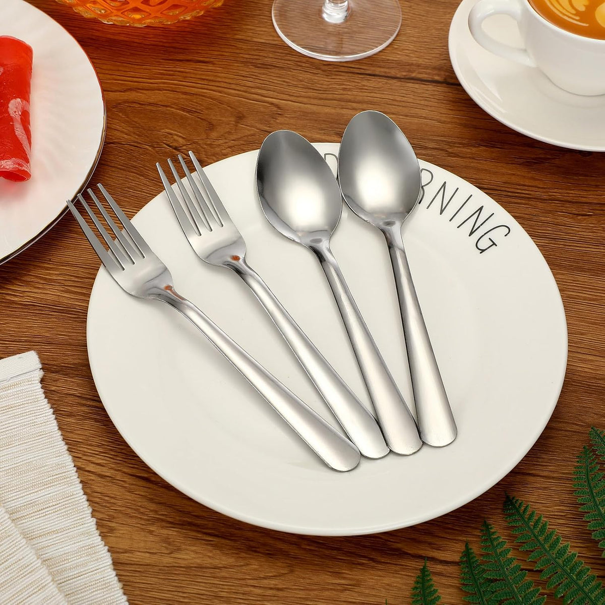 200 Pcs Forks and Spoons Silverware Set Bulk Stainless Steel Flatware Cutlery Set 6.7'' Kitchen Utensils for Home