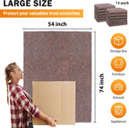 Textile Moving Blankets 100% Recycled 54” x 72” Professional Shipping Moving Packing Pads Furniture Pads Storage
