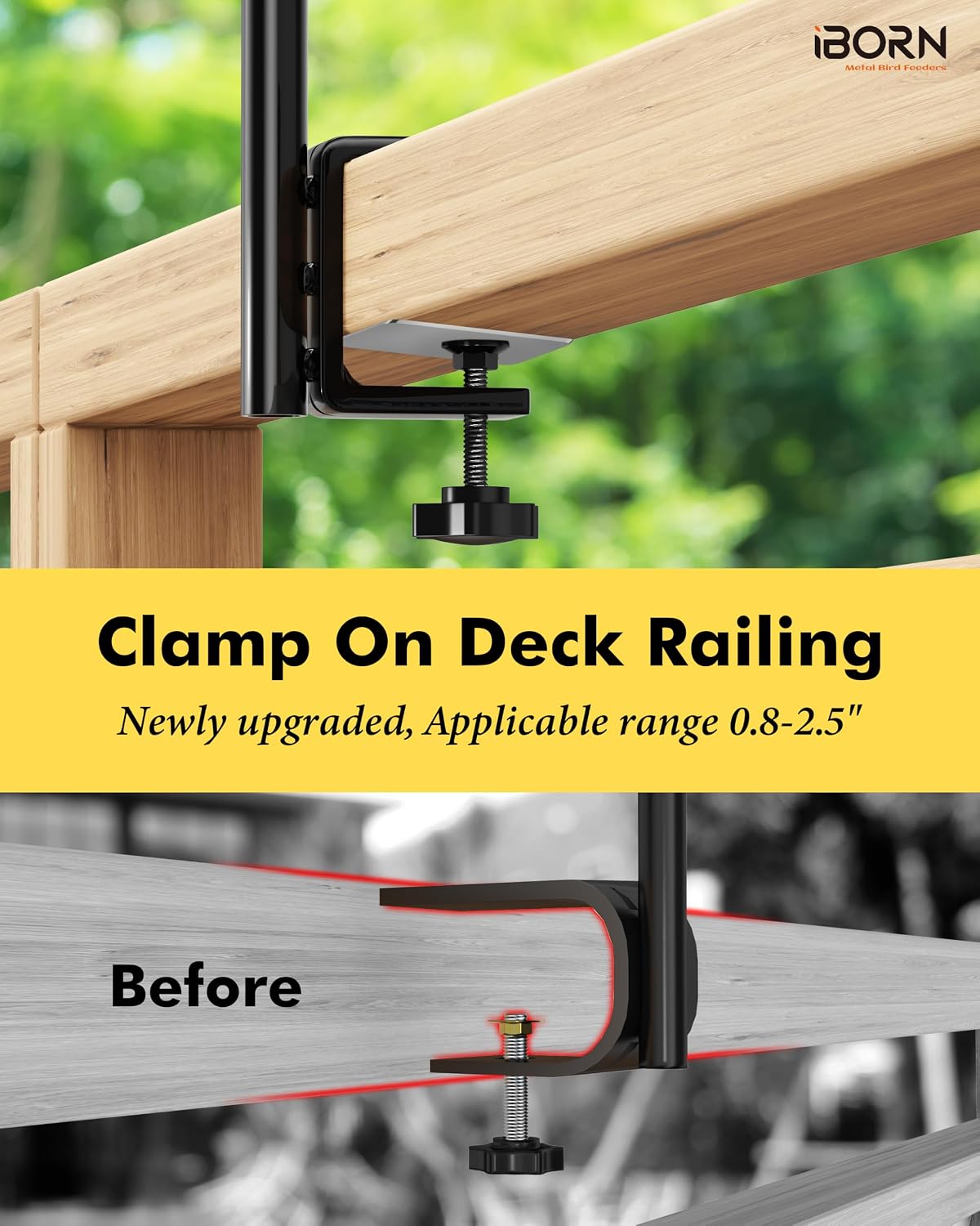 Bird Feeder Hook for Deck Railing Outside Hanging for Hummingbird Feeders Deck Hanger,3 Hooks 360 Degree