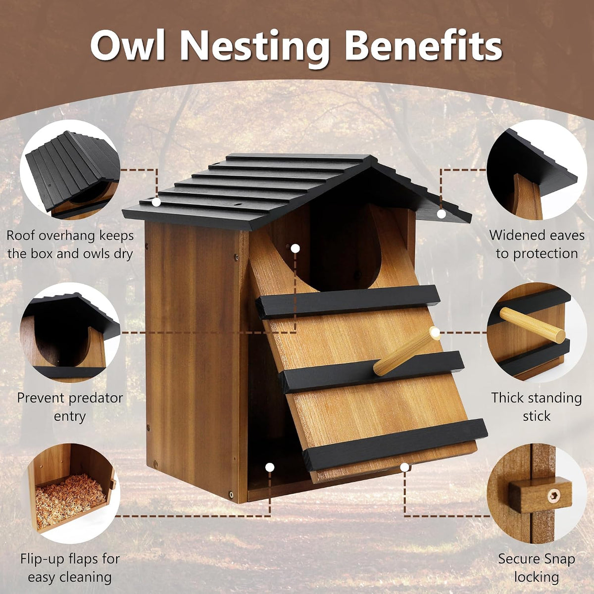 Screech Owl House for Outdoors, Weatherproof Large 14.5"x9.4"x7.8"