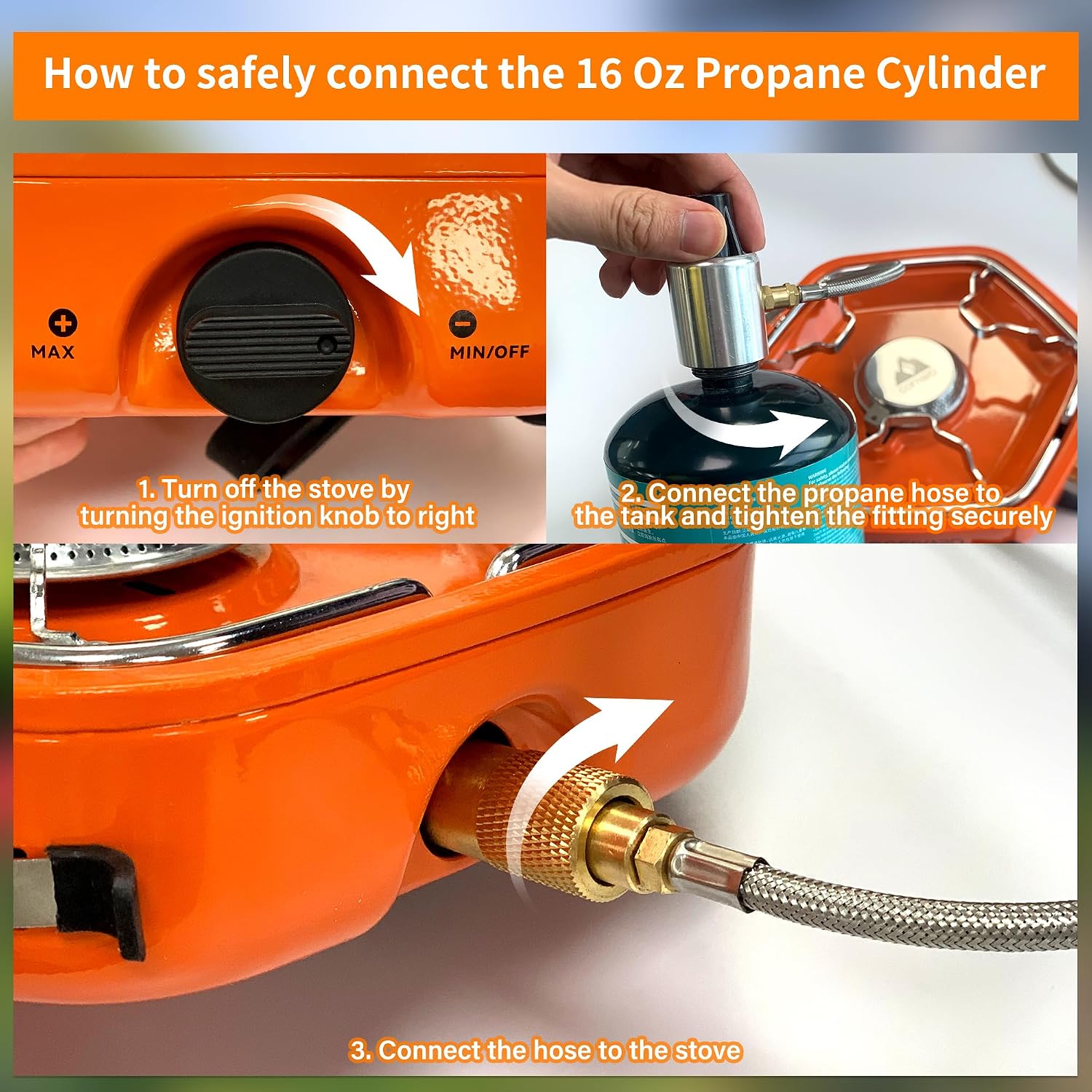 1-Burner Propane Stove Portable Camping Stove with Carry Strap, Backpacking Camp Stove for Outdoor Cooking