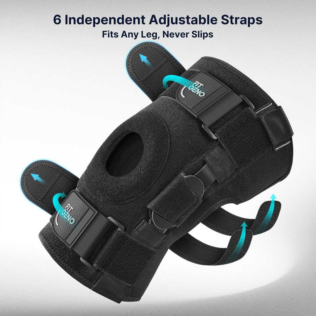 Hinged Knee Brace for Meniscus Tear: Adjustable Knee Support for Knee Pain w/Side Stabilizers & Hinges for Injury or