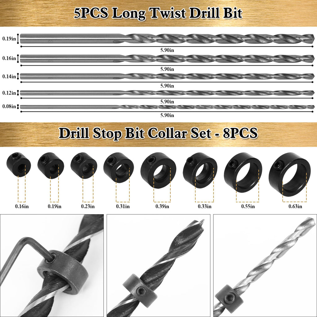 LAMPTOP 47 Pcs Woodworking Tools and Accessories Countersink Drill Bit Set