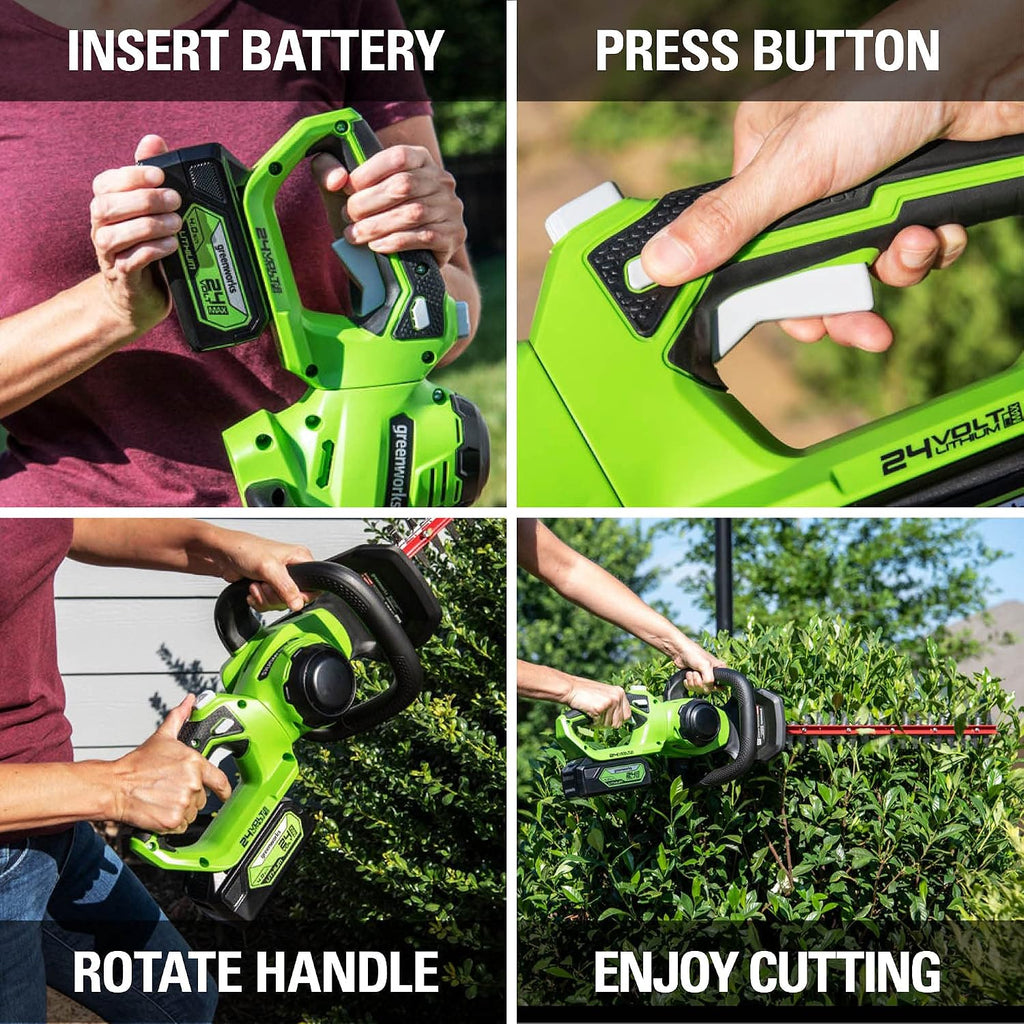 24V 22" Cordless Laser Cut Hedge Trimmer, Tool Only