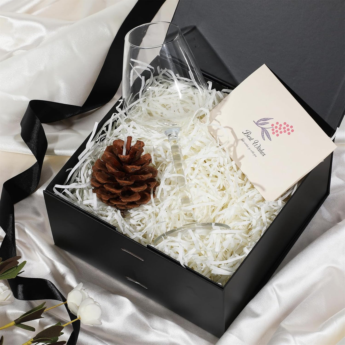 Black Gift Box,10x10x5 Inches Gift Boxes with Lids for Presents with Magnetic Closure and Ribbon for