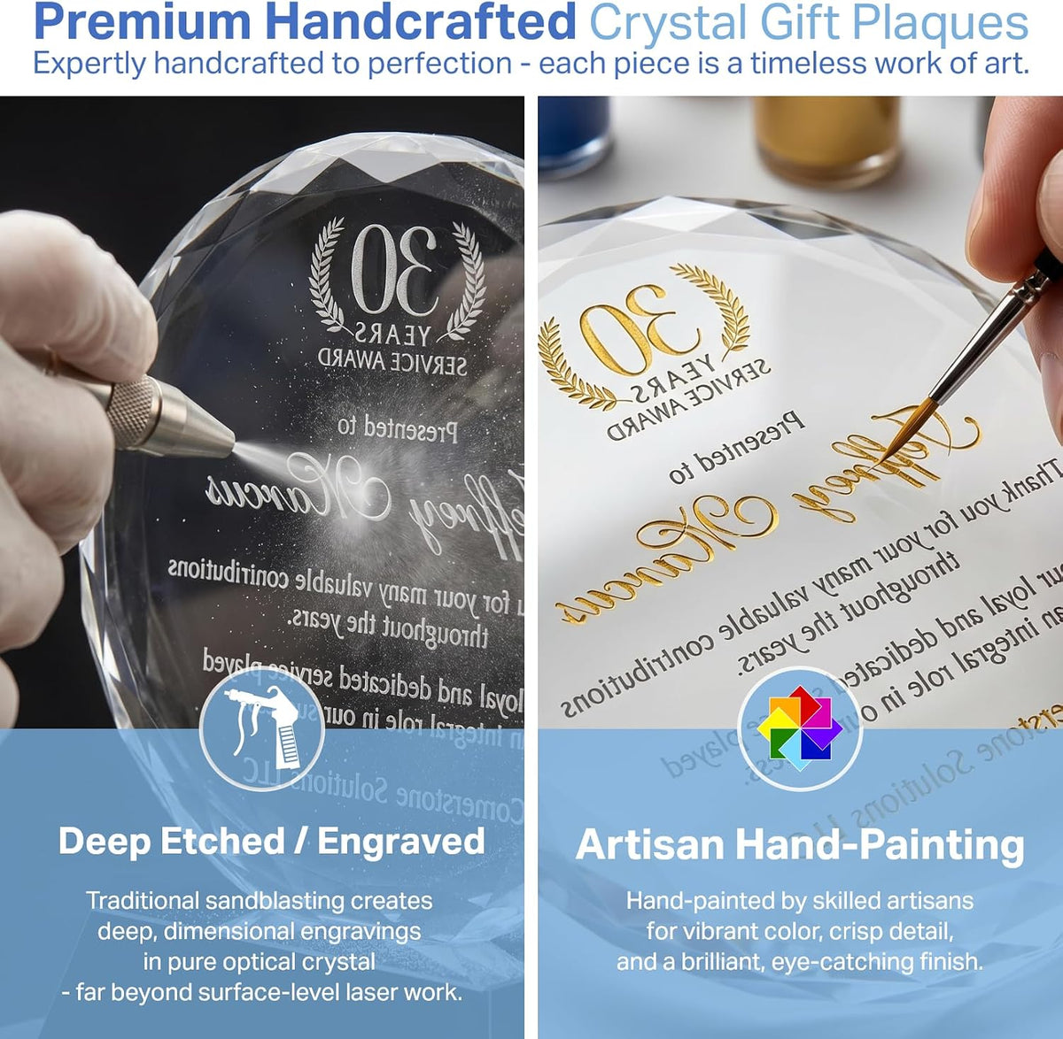 Personalized Crystal Sunflower Employee Recognition Plaque – Custom Award for Years of Service, Engraved with Name