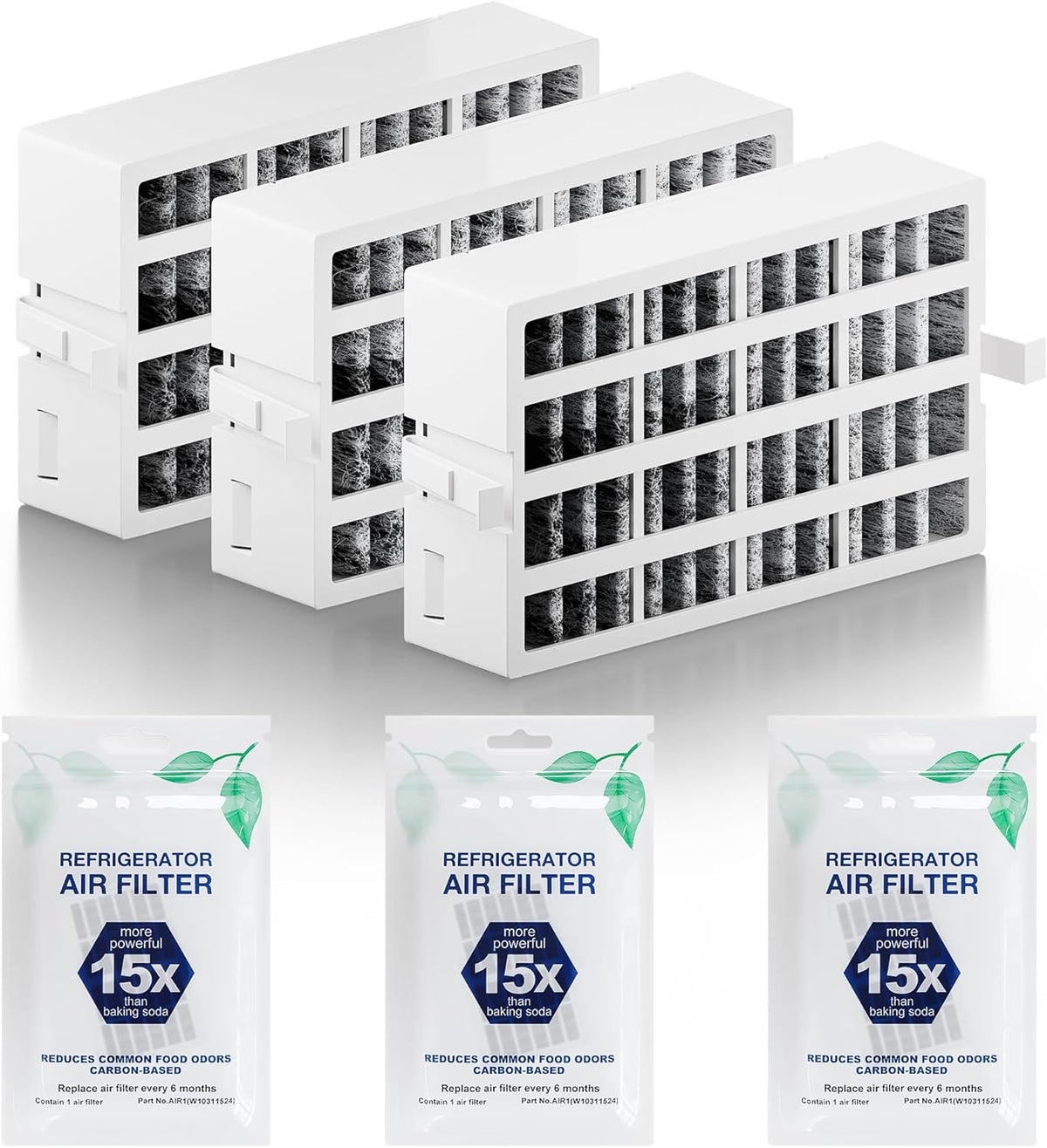 3 Pack W10311524 AIR1 Refrigerator Air Filter Replacement for Whirlpool