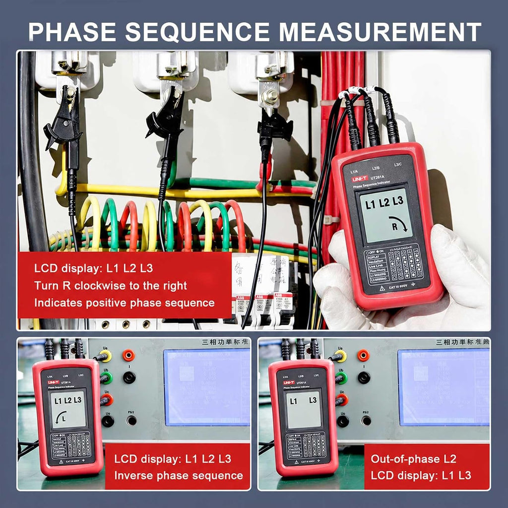 UNI-T AC 3-Phase Rotation Meter Sequence Tester 40-690V
