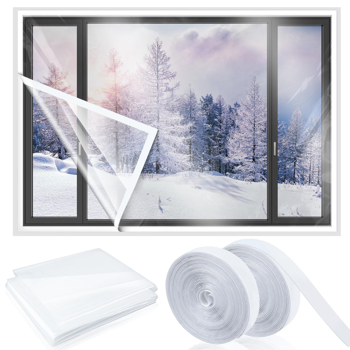 Window Insulation Kit, 63 Inch X 20 ft Cuttable Film, Waterproof