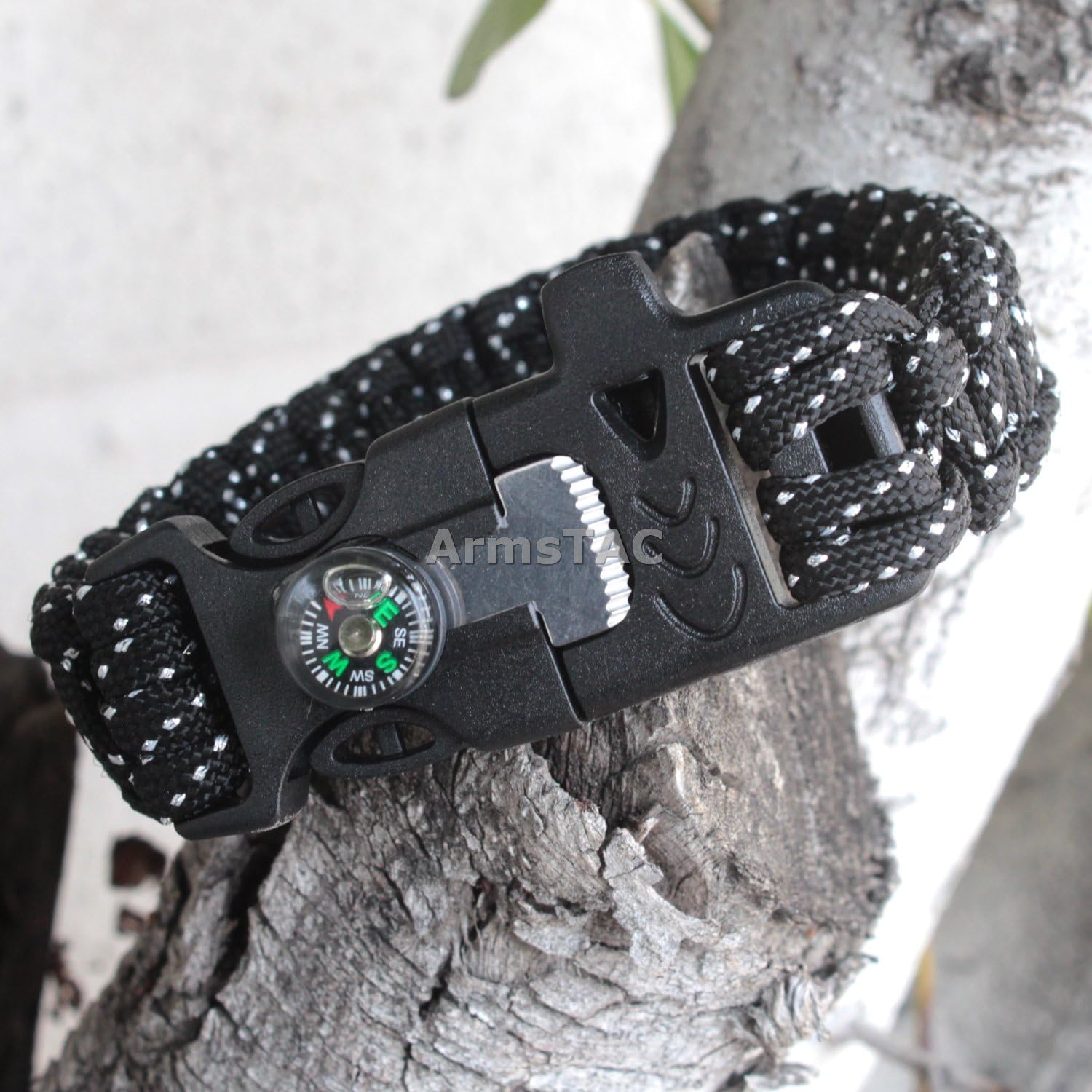 Paracord Survival Bracelet with Fire Starter, Compass -Outdoor Life Saving Tools- Stainless Steel Scraper, Whistle