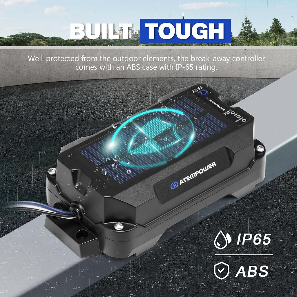 Trailer Brake Controller Kit with Switch 12V 3AH LifePO4 Lithium Battery Trailer Breakaway Kit Brake Controller