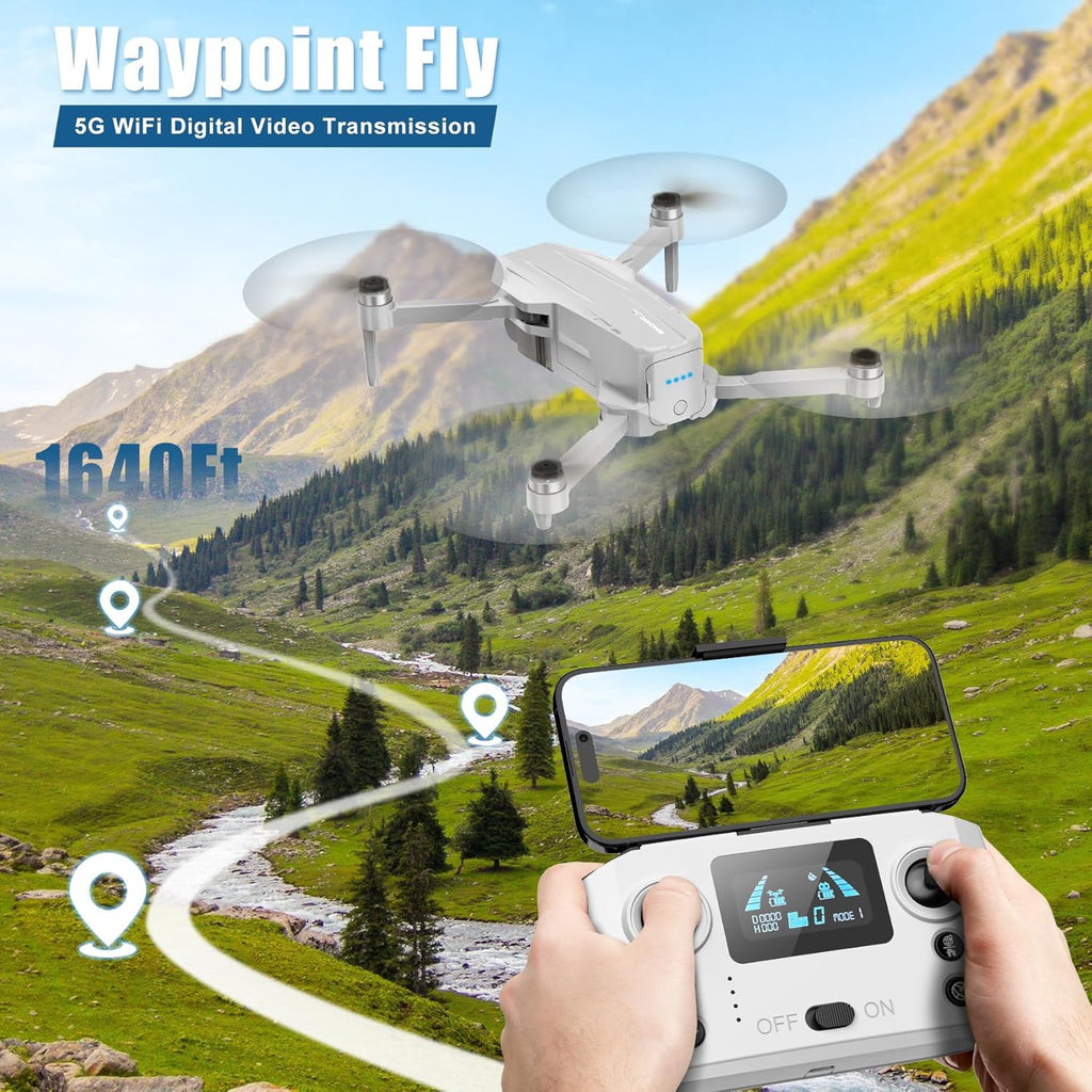 Drones with Camera for Adults 4K, GPS Auto Return, Waypoint Flight, Orbit Fly, GPS Follow, Gesture Control, Foldable