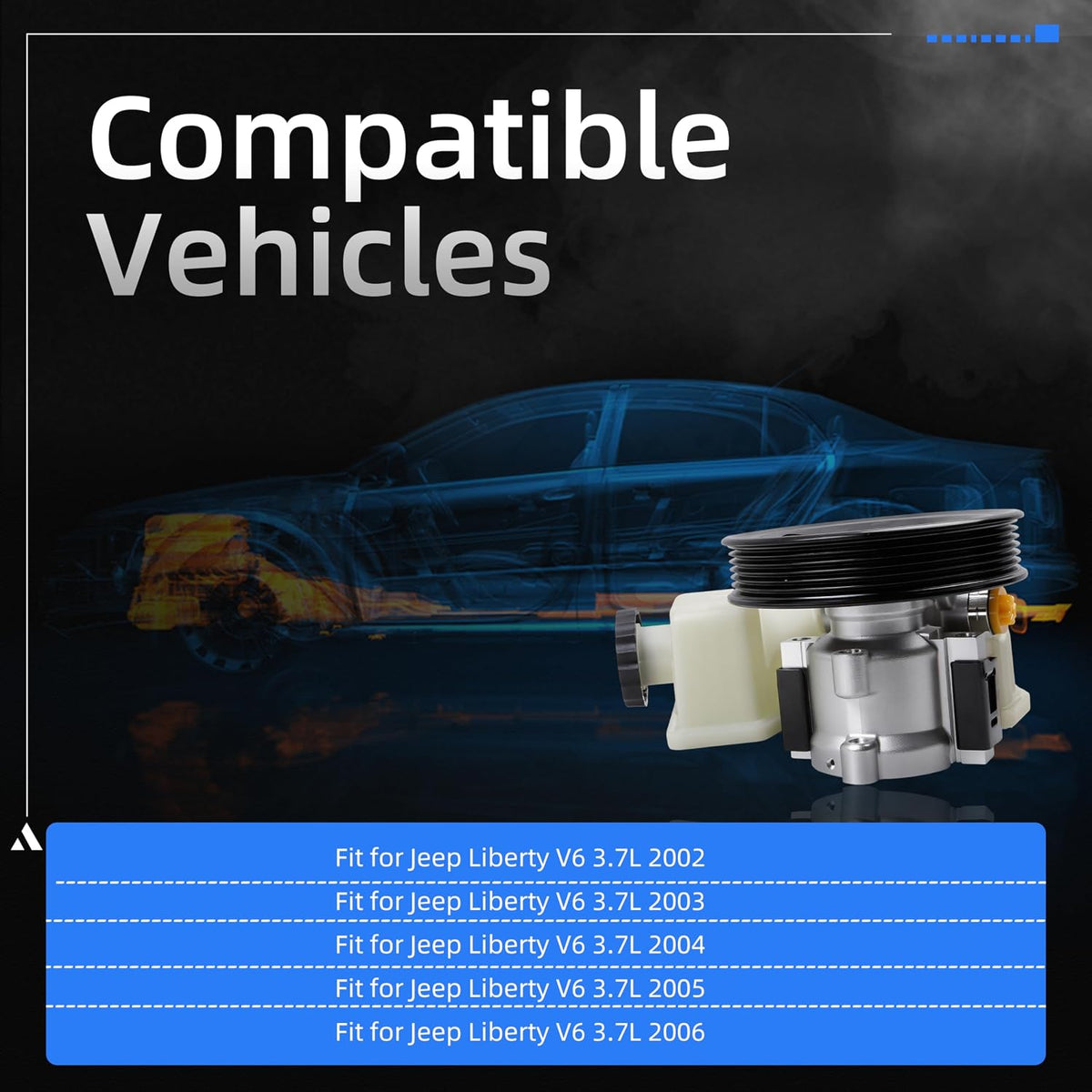 Power Steering Pump, 20-64610, for Jeep Liberty 2002-2006 V6 3.7L