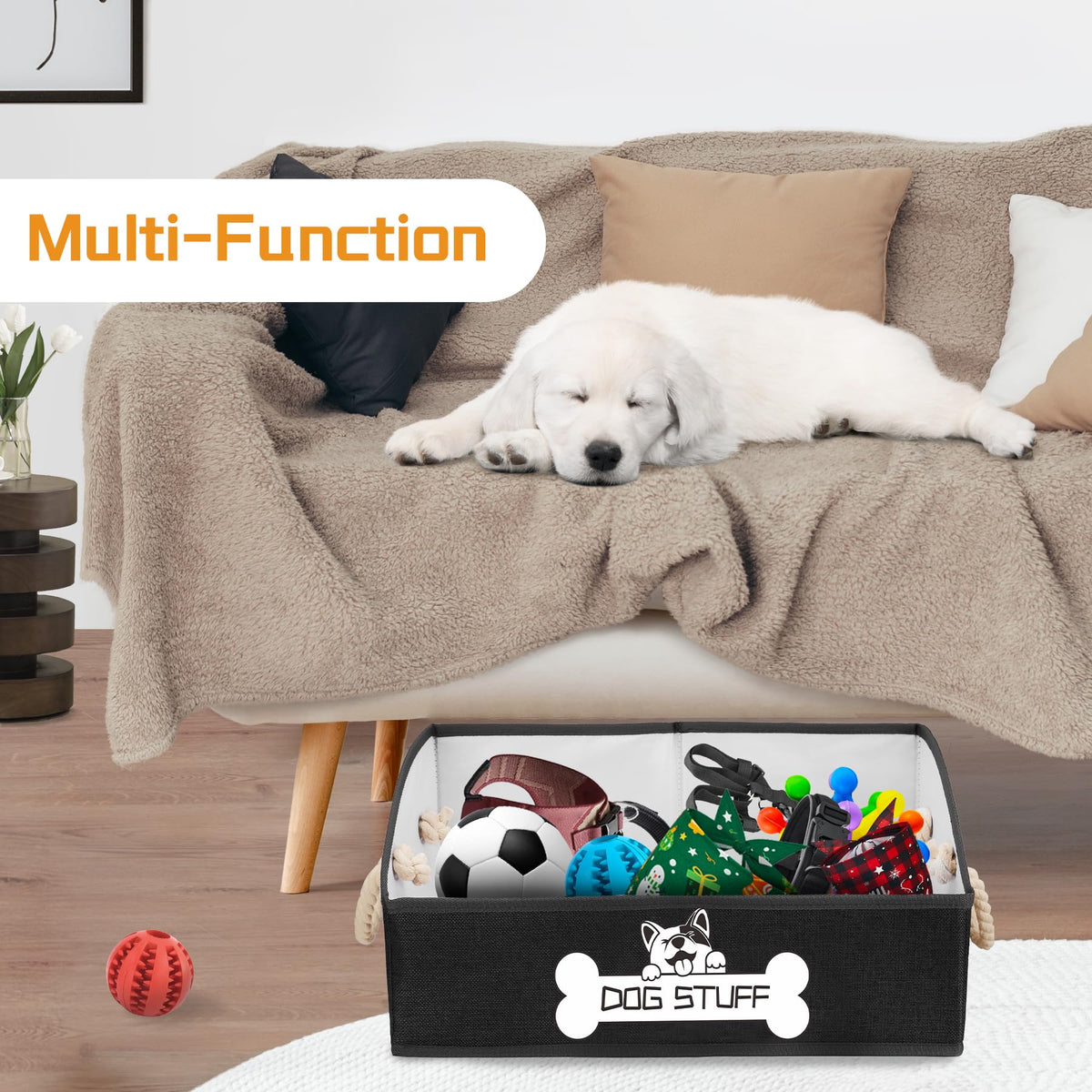 Dog Toy Basket, Storage Bin, Collapsible Box for Pet Accessories