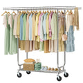 Heavy Duty Rolling Clothes Rack, 620 LBS Load Double Rod Adjustable Garment Rack with Storage Shelf, Portable