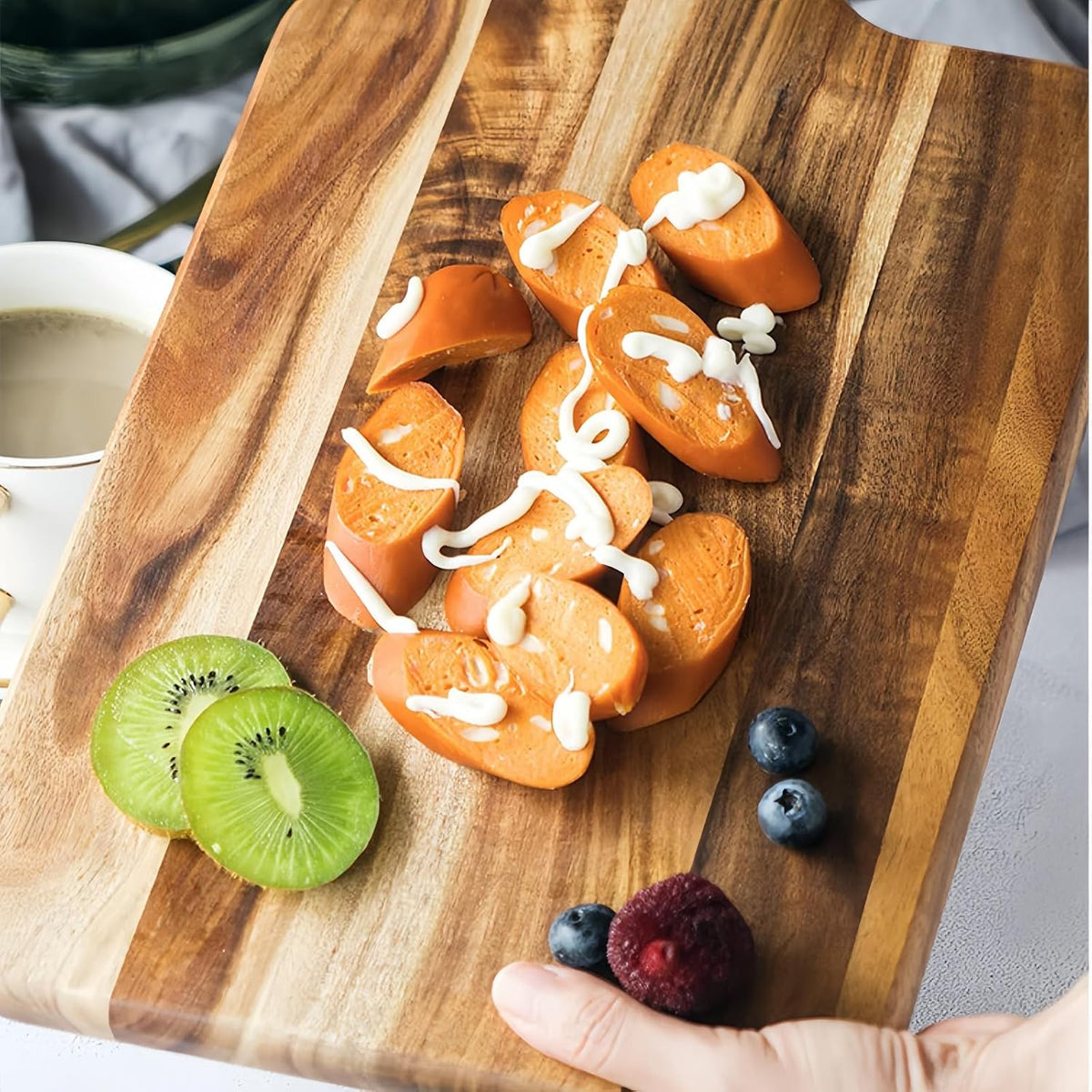 Acacia Cutting Board with Handle, 14 x 7 Inch Charcuterie Serving Board