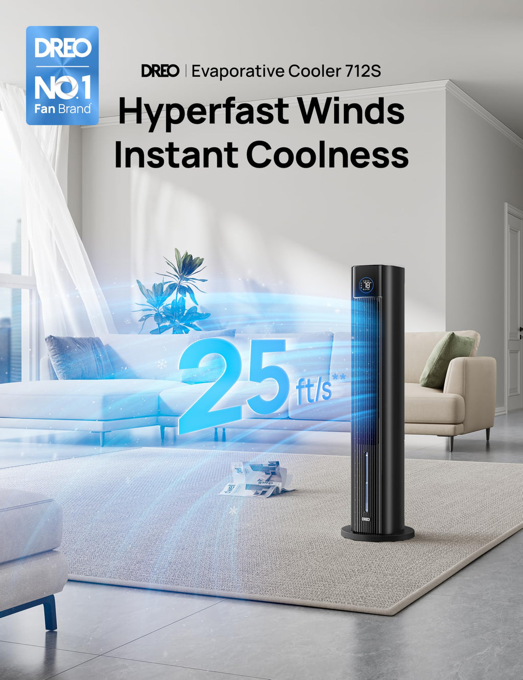 Evaporative Air Swamp Cooler, 43" Cooling Fans that Blow Cold Air