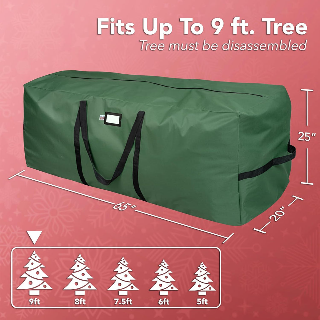 Christmas Storage Bag Heavy Duty Fits Up to 9ft Tall Artificial Tree, Waterproof with Durable Handles & Zipper Xmas