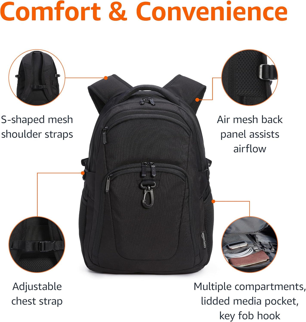Travel Laptop Backpack with Multiple Pockets and Compartments for 15.6 inch Laptop, Water Resistant, Spacious with