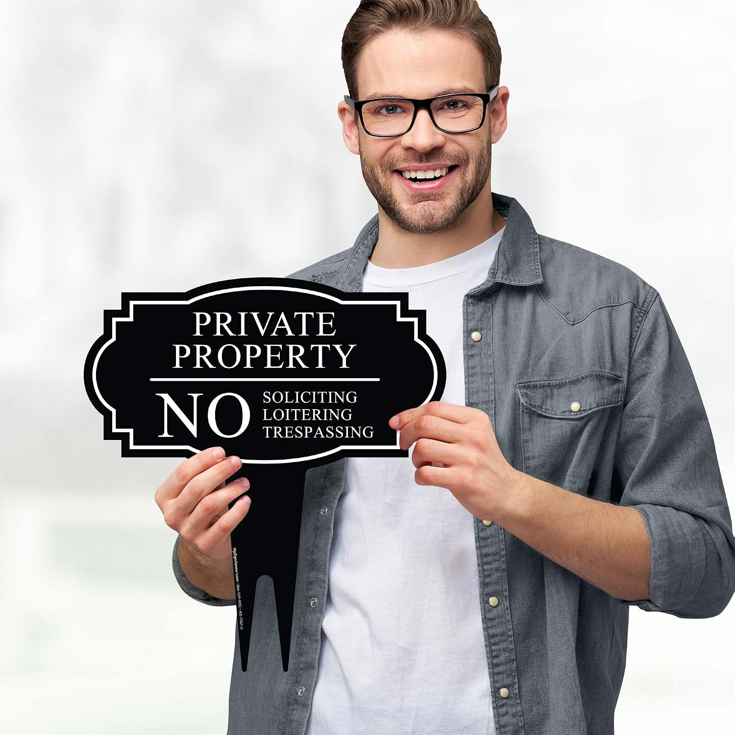 Private Property No Soliciting Liotering Trespassing Sign, Inground 11x11 Inches, Rust Free ACM, Fade Resistant, Made