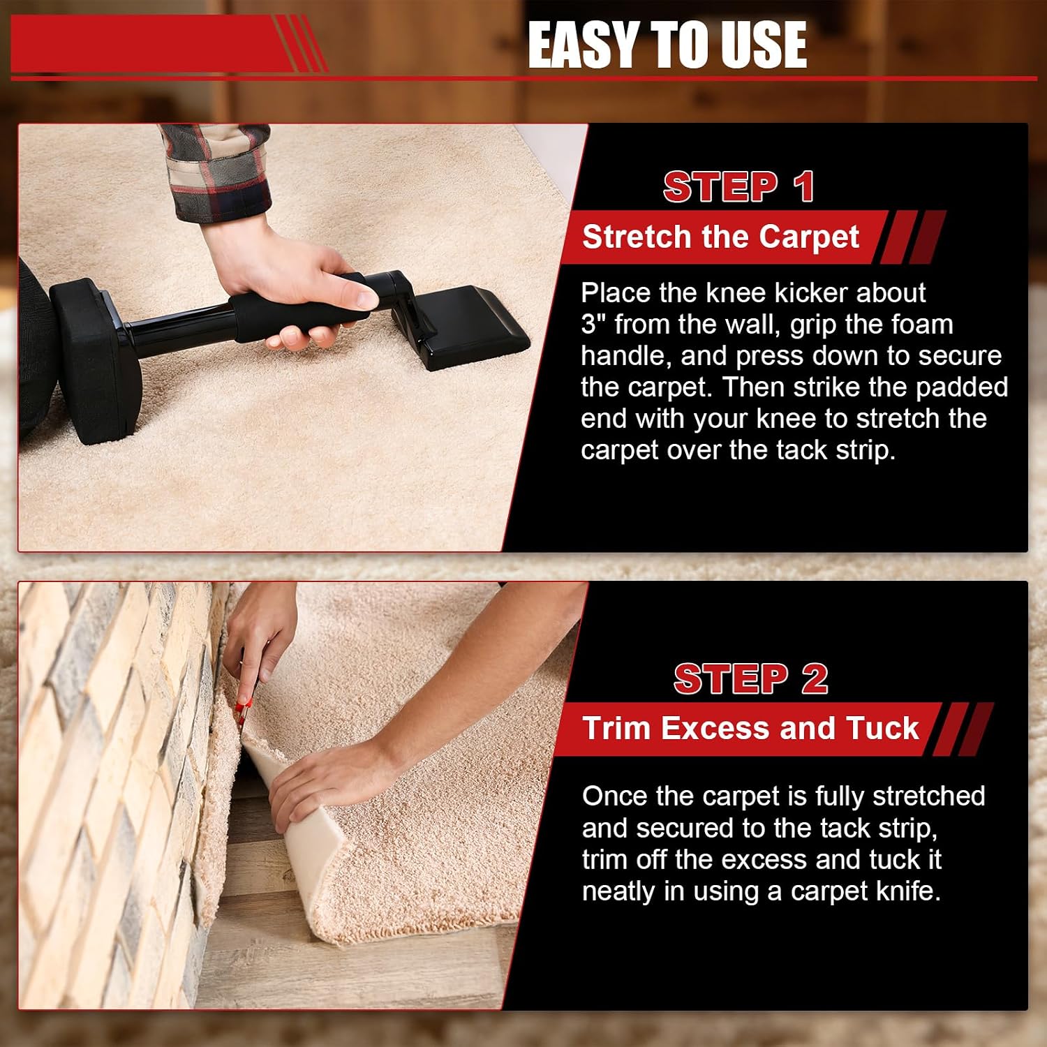 Carpet Knee Kicker, 16-5/8" Non-Adjustable Carpet Stretcher