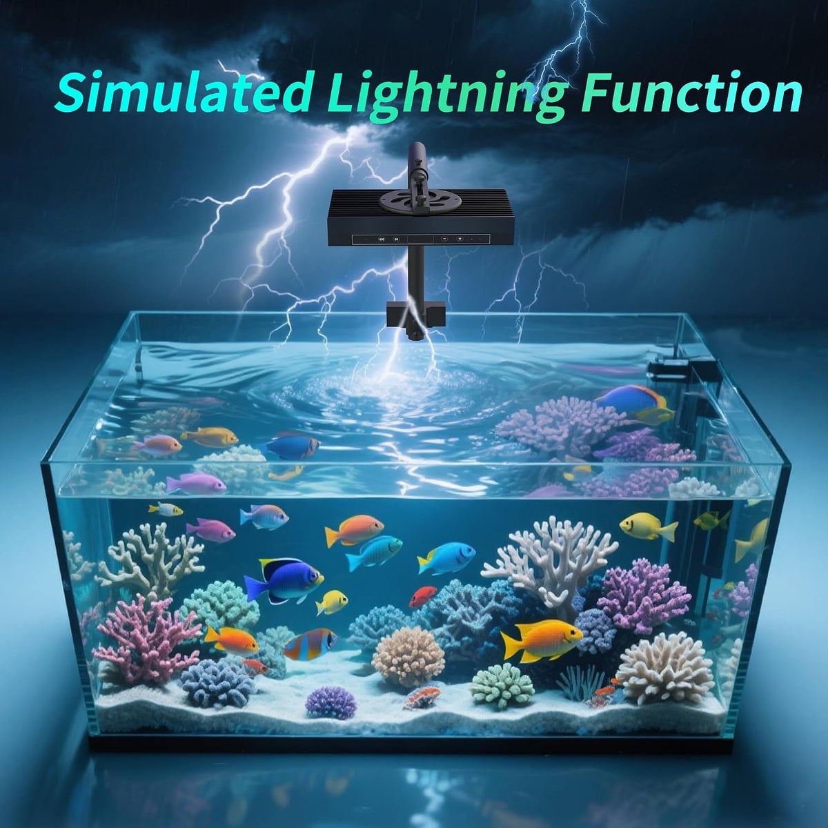 Aquarium Light APP Controlled 2nd Gen Coral Light with Lightning Simulation, New Coral Adaptation Mode, Light