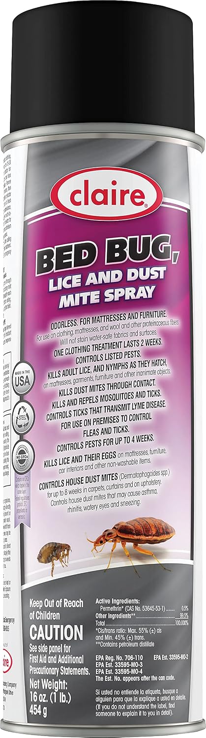 Bed Bug, lice and dust mite spray, 16 oz- 1 Count